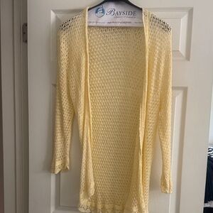 Yellow Open Knit Women's Sweater